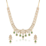 Sparkling Elegance Emerald Vine Drop Necklace Set