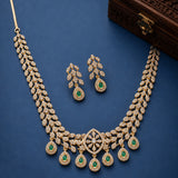 Sparkling Elegance Emerald Vine Drop Necklace Set