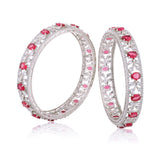 Sparkling Elegance Ruby Blossom CZ Bangles Set