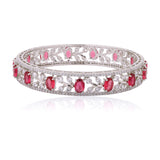 Sparkling Elegance Ruby Blossom CZ Bangles Set