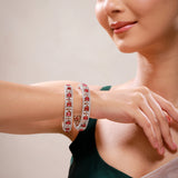 Sparkling Elegance Ruby Blossom CZ Bangles Set