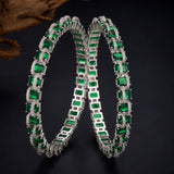 Sparkling Elegance CZ White Rhodium Bangles