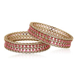 Sparkling Elegance Ruby Lattice CZ Bangles Set