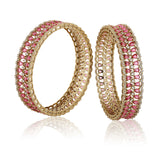 Sparkling Elegance Ruby Lattice CZ Bangles Set