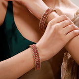 Sparkling Elegance Ruby Lattice CZ Bangles Set