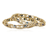 Sparkling Elegance Mehndi Blue Lattice Bangles Set