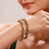 Sparkling Elegance Mehndi Blue Lattice Bangles Set