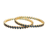 Sparkling Elegance Blue CZ Yellow Gold-Plated Bangles