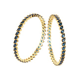 Sparkling Elegance Blue CZ Yellow Gold-Plated Bangles