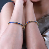 Sparkling Elegance Blue CZ Yellow Gold-Plated Bangles