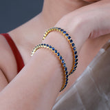 Sparkling Elegance Blue CZ Yellow Gold-Plated Bangles