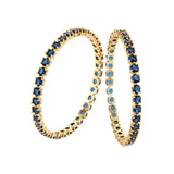 Sparkling Elegance Round Blue CZ Yellow Gold-Plated Bangles