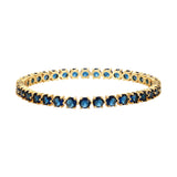 Sparkling Elegance Round Blue CZ Yellow Gold-Plated Bangles