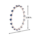 Sparkling Elegance Round Blue CZ Link Bangles - White Rhodium-Plated