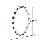 Sparkling Elegance Round Blue CZ Link Bangles - White Rhodium-Plated
