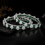 Sparkling Elegance Emerald Flora CZ Bangles Set