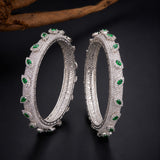 Sparkling Elegance Marquise White CZ White Rhodium Bangles