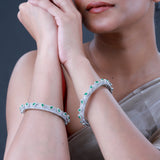 Sparkling Elegance Marquise White CZ White Rhodium Bangles