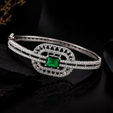 Sparkling Elegance Emerald Halo CZ Bracelet