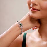 Sparkling Elegance Emerald Halo CZ Bracelet