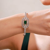 Sparkling Elegance Emerald Halo CZ Bracelet