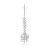 Sparkling Elegance Silver Royale Chandelier Maang Tika