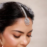 Sparkling Elegance Silver Royale Chandelier Maang Tika