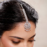 Sparkling Elegance Silver Royale Chandelier Maang Tika