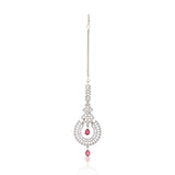 Sparkling Elegance Ruby Crescent Maang Tika