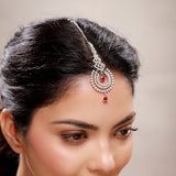 Sparkling Elegance Ruby Crescent Maang Tika