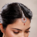 Sparkling Elegance Ruby Crescent Maang Tika