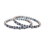 Sparkling Elegance Blue CZ White Rhodium Bangles