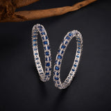 Sparkling Elegance Blue CZ White Rhodium Bangles