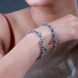 Sparkling Elegance Blue CZ White Rhodium Bangles