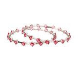 Sparkling Elegance Red Round CZ White Rhodium Link Bangles