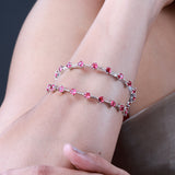 Sparkling Elegance Red Round CZ White Rhodium Link Bangles