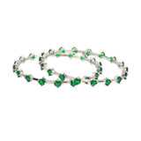 Sparkling Elegance Green Round CZ White Rhodium Link Bangles