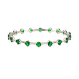 Sparkling Elegance Green Round CZ White Rhodium Link Bangles
