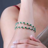 Sparkling Elegance Green Round CZ White Rhodium Link Bangles