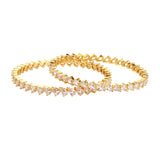 Sparkling Elegance White CZ Yellow Gold-Plated Bangles