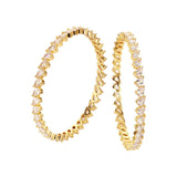 Sparkling Elegance White CZ Yellow Gold-Plated Bangles
