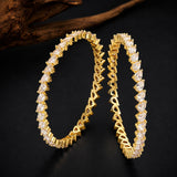 Sparkling Elegance White CZ Yellow Gold-Plated Bangles