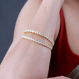 Sparkling Elegance White CZ Yellow Gold-Plated Bangles