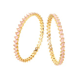 Sparkling Elegance Pink CZ Yellow Gold-Plated Bangles