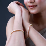 Sparkling Elegance Pink CZ Yellow Gold-Plated Bangles
