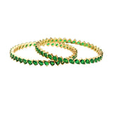 Sparkling Elegance Green CZ Yellow Gold-Plated Bangles