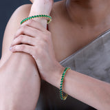Sparkling Elegance Green CZ Yellow Gold-Plated Bangles