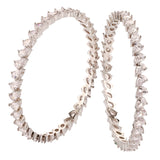 Sparkling Elegance White CZ White Rhodium-Plated Bangles
