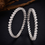 Sparkling Elegance White CZ White Rhodium-Plated Bangles