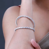 Sparkling Elegance White CZ White Rhodium-Plated Bangles